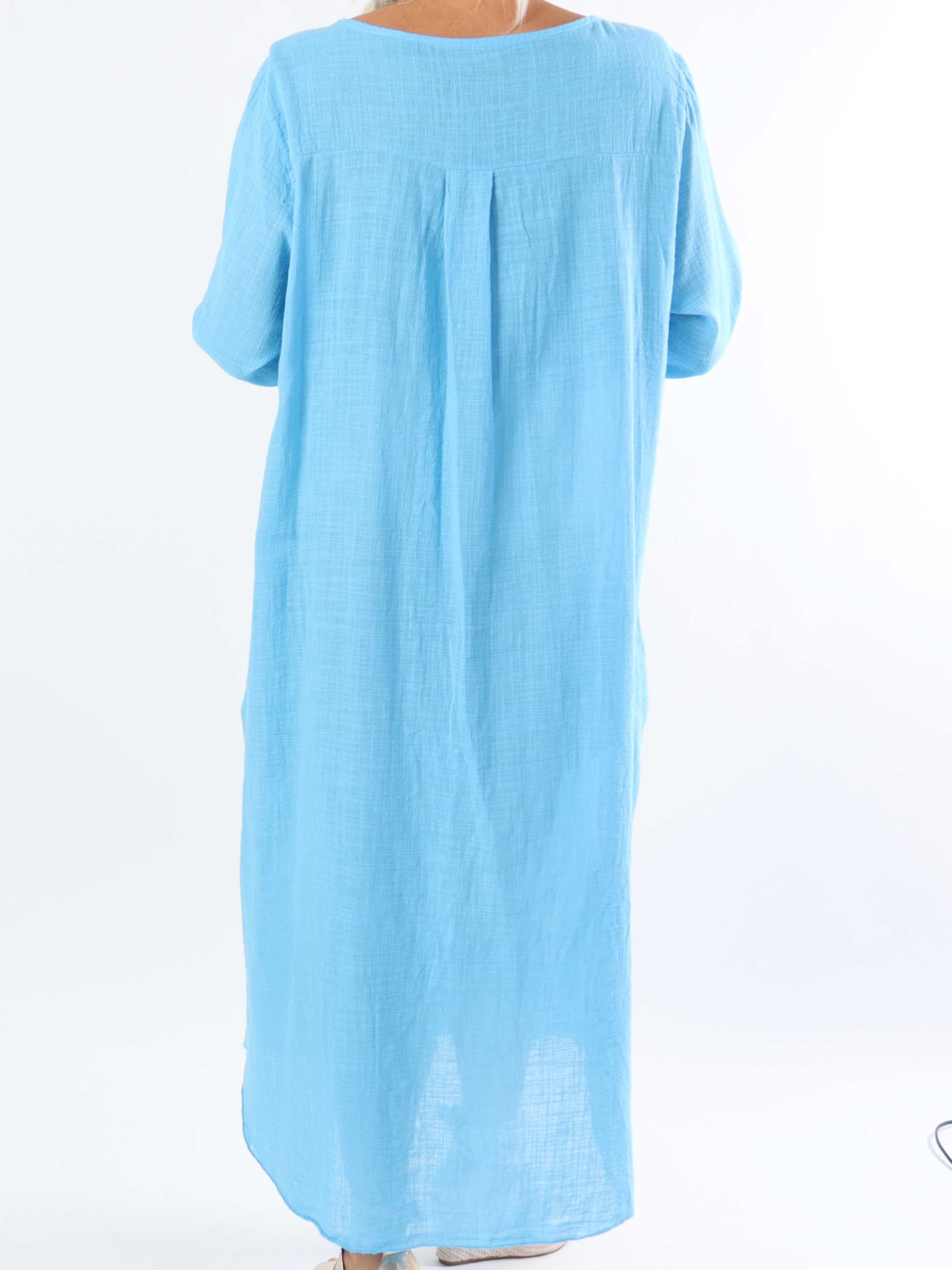 Arizona - Lang plus size bomuldskjole i hørlignende stof